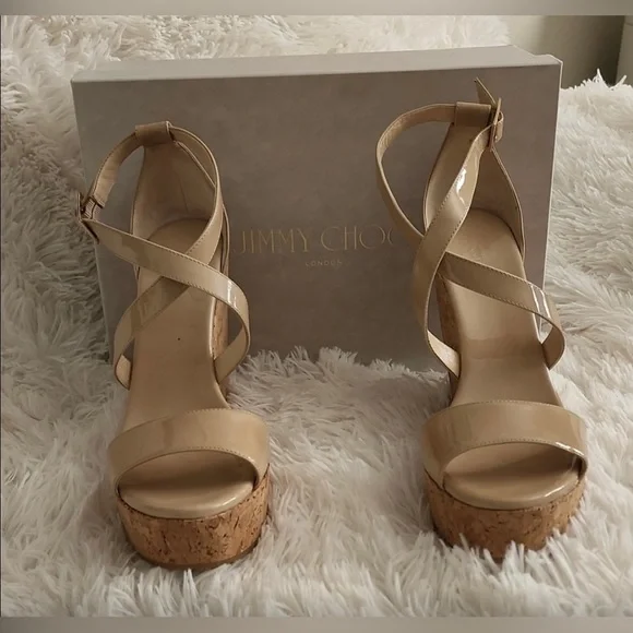 Jimmy Choo Tan Wedges NWOT - in box - Picture 3 of 4
